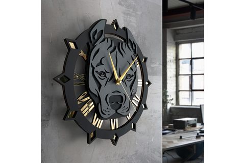 PİTBULL SİLÜETİ DUVAR SAATİ