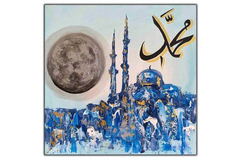 SOYUT MAVİ VE ALTIN TEMALI ORİJİNAL YAĞLI BOYA TABLO