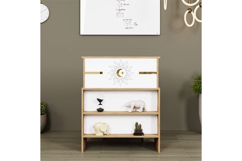 VENÜS HİLAL ÇEKMECELİ BANKO, SEKRETER MASASI, ÇAM BEYAZ, 90 CM