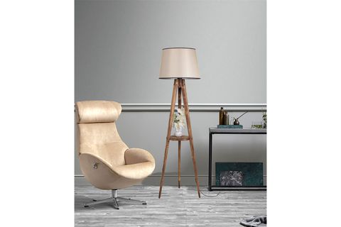 BARSTALL TRAY TABLE FLOOR LAMP, 160 CM, WALNUT, UK