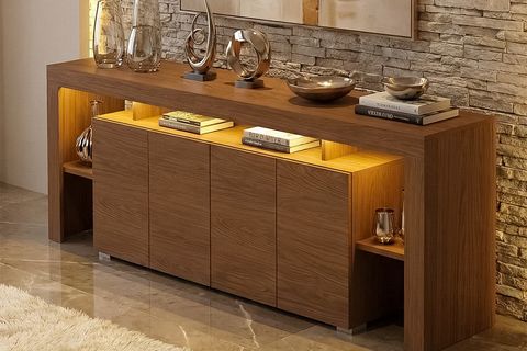 BURC LEDLİ TV ÜNİTESİ, CEVİZ, 200 CM