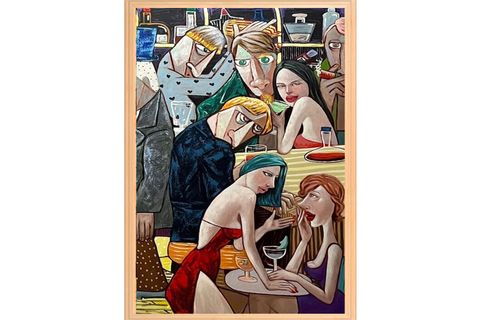 AHŞAP ÇERÇEVELİ LADY IN WHITE WHITE TABLO SETİ, 50X70