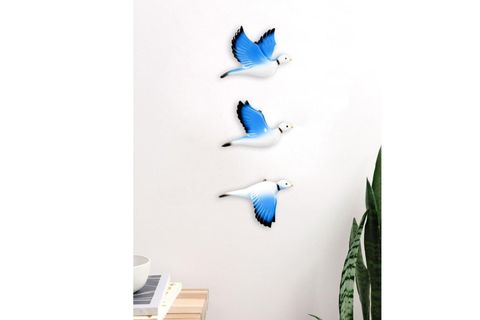 GÜVERCİN ÜÇLÜ DUVAR SÜSÜ, MAVİ