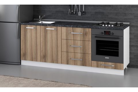 MİNAR 210 CM MUTFAK DOLABI BEYAZ DORE 210-D3-ALT MODÜL