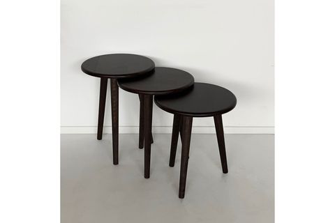 DOĞAL MASİF AHŞAP YÖRÜNGE SEHPA SETİ, ÜÇLÜ, CEVİZ