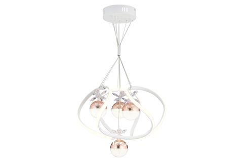 BALCA DÖRTLÜ 3 RENKLİ LED AVİZE, BEYAZ BAKIR