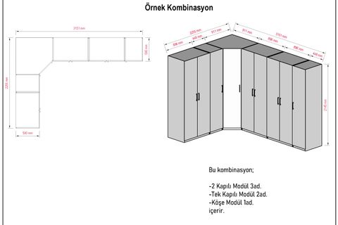 LİFE GARDIROP, BEYAZ, 2 KAPAKLI, AYNALI