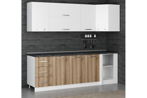MİNAR 240CM KÖŞE MUTFAK DOLABI BEYAZ DORE K240D3