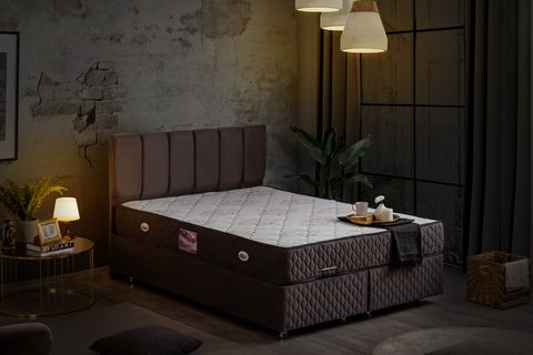 TETRA BAZA BAŞLIK VE DELUXE YATAK SETİ, ANTRASİT, 160X200