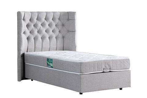 MATİLDA  BAZA BAŞLIK VE COMFORT YATAK SETİ, AÇIK GRİ, 100X200