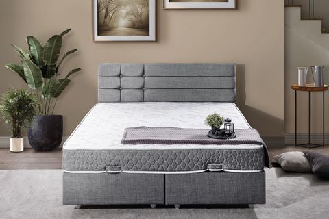 VİYANA BAZA BAŞLIK LETTO YATAK SETİ, GRİ, 150X200