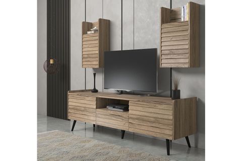 DELLA PANJUR KAPAKLI PREMİUM TV ÜNİTESİ, PERA SİYAH, 180 CM