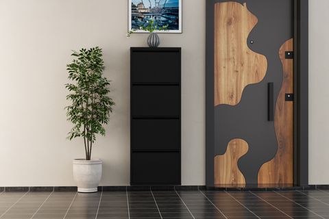 LİNEA METAL AYAKKABILIK, SİYAH, 4 KAPAKLI