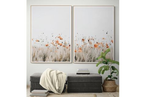 GELİN ÇİÇEĞİ İKİLİ TABLO SETİ 33X48 NATURAL