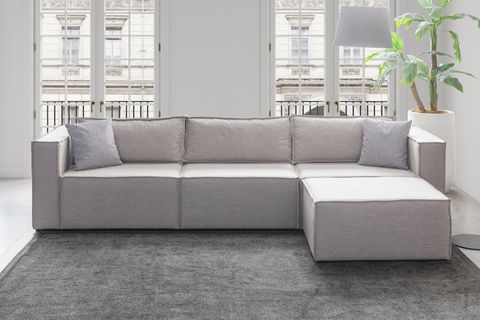 SOFT SIRT MİNDERLİ KİTAPLIKLI MODÜLER KÖŞE KOLTUK TAKIMI, KETEN, KREM