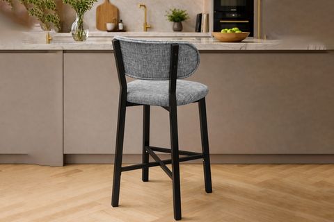 TERA BAR MUTFAK SANDALYESİ, KROM KAPLAMA AYAKLI, GRİ