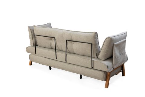 TWİN YIKANABİLİR KANEPE ÜÇLÜ YATAKLI GRİ