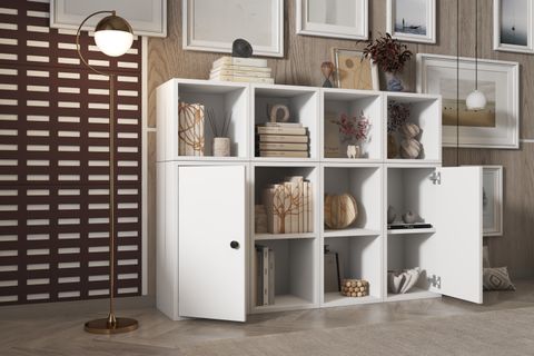 LEKSA 2 KAPAKLI RAFLI KİTAPLIK 130 CM BEYAZ KTP-1098-Ç