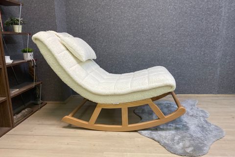 ASEDİA MİSKİN SALLANAN SANDALYE, TEDDY KREM, NATUREL AYAK