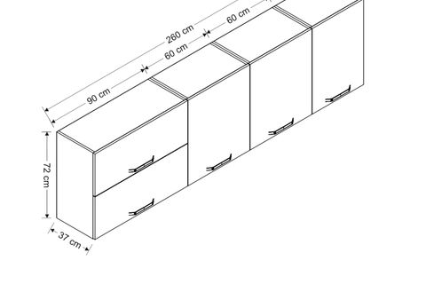 MİNAR 260 CM MUTFAK DOLABI BEYAZ 260-B1-ÜST MODÜL