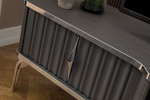 DELIGHT ŞÖMİNELİ TV ÜNİTESİ, ÇEKMECELİ, GRİ, 160 CM