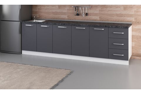 MİNAR 275 CM MUTFAK DOLABI BEYAZ ANTRASİT 275-A1-ALT MODÜL