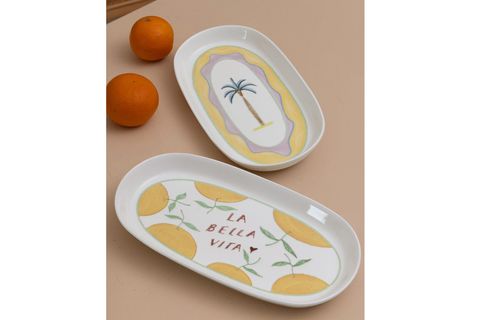 THE MİA ITALİAN SUMMER OVAL SERVİS TABAĞI 2Lİ 29 CM