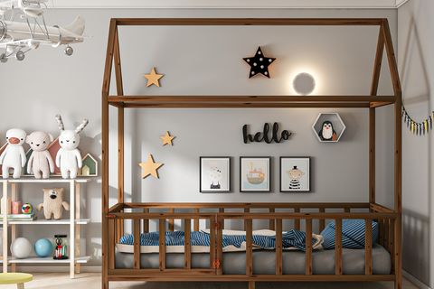 GİVAYO WOOD'S TEDDY MONTESSORİ KAPILI KARYOLA, CEVİZ, 120X200