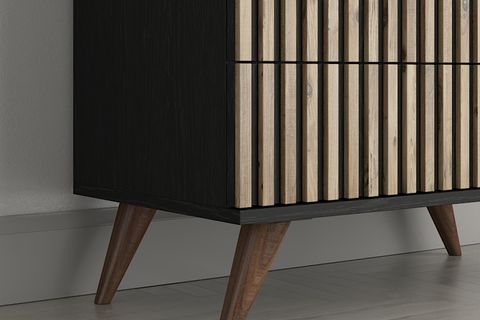 NOVA ZEBRA DESEN PREMİUM ŞİFONYER, WOOD SİYAH, ATLANTİK ÇAM, 4 ÇEKMECELİ