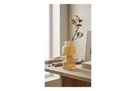 SARI CAM VAZO DEKORATİF ŞEFFAF ÇİÇEK VAZOSU, 15 CM