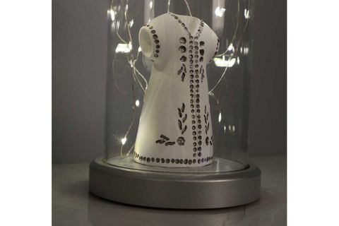 IŞIKLI CAM FANUS LAMBA, GÜMÜŞ, KAFTAN FİGÜRLÜ