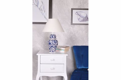 QDEC BLEU BLANC ŞAH VAZO ABAJUR, LOTUS, K.BEYAZ