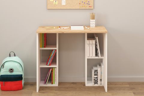 LUİS ÇALIŞMA MASASI, RAFLI, BEYAZ