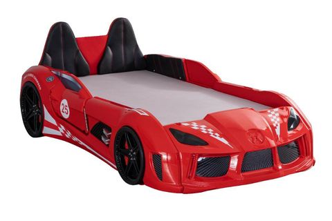 RACEİNG CAR V8 KAPILARI AÇILAN KOLTUKLU FULL LEDLİ ARABALI YATAK, KIRMIZI, 100X190