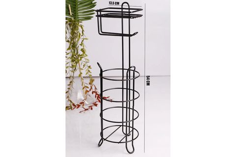 VİPGROSS SİYAH YUVARLAK STANDLI YEDEKLİ WC KAĞITLIK