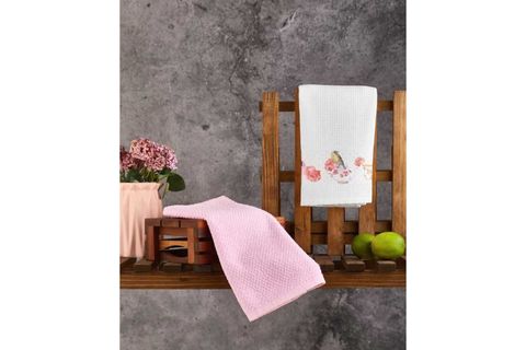 SOLEY İKİLİ EKOSE MUTFAK HAVLU SETİ, PEMBE