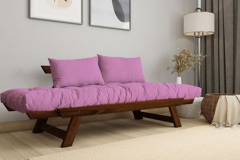 WOODESK ADALAR MASİF AHŞAP İKİLİ KANEPE, CEVİZ-PEMBE, CPT8165-210