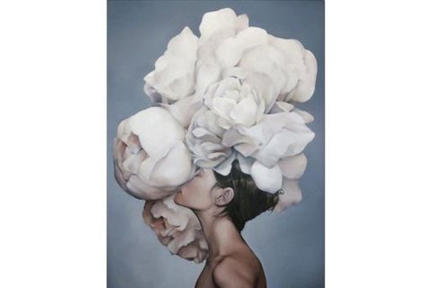 ÇİÇEK SAÇLI KADIN YAĞLI BOYA DOKULU TABLO, 60X90, KAGE-714