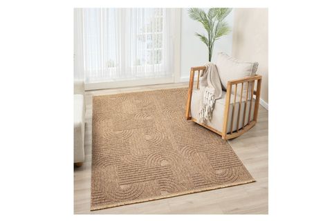 LARA İSKANDİNAV DOKUMA BUKLELİ MAKİNE HALISI, KAHVERENGİ, DS623,  120X200