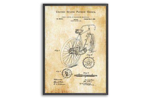 BİSİKLET VİNTAGE PATENT ÇERÇEVELİ PANO SET, 50X70