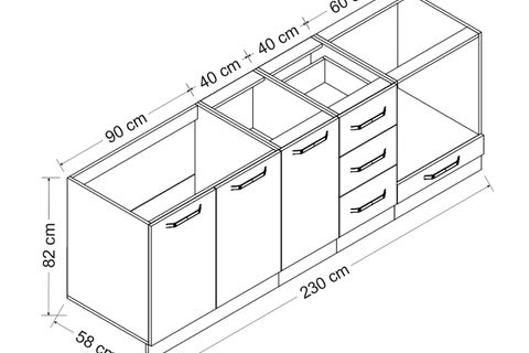 MİNAR 230 CM MUTFAK DOLABI BEYAZ ANTRASİT 230-A3-ALT MODÜL