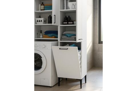 SİNGA KİRLİ SEPETLİ BANYO DOLABI, BEYAZ