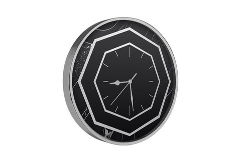 SİLVER METAL ÇERÇEVELİ OCTAGONAL DESİGN WALL SAAT 60 CM
