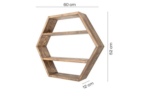 DOĞAL AHŞAP PETEK ALTIGEN DUVAR RAFI