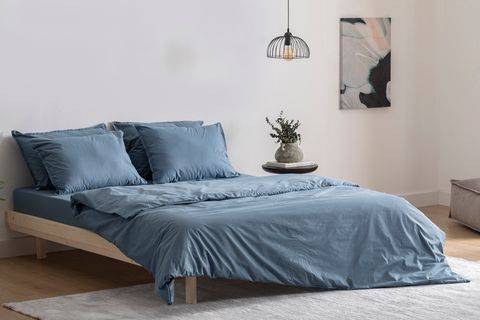 LUNA SİMPLY COLORS YIKANMIŞ PAMUKLU NEVRESİM SETİ, İNDİGO, TEK KİŞİLİK