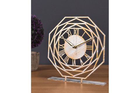 MUYİKA REPİDO BEYAZ ESKİTME METAL MASA ÜSTÜ SAATİ 25X23 CM