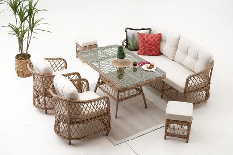 PALMA RATTAN ÜÇLÜ OTURMA GRUBU, CAPPUCCINO