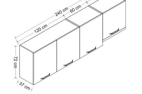 MİNAR 240 CM MUTFAK DOLABI BEYAZ 240-B8-ÜST MODÜL