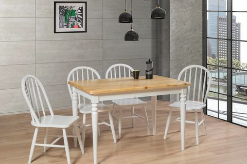 HARPUT MASA VE AMERİKAN SANDALYE TAKIMI, MEŞE BEYAZ, 110X70