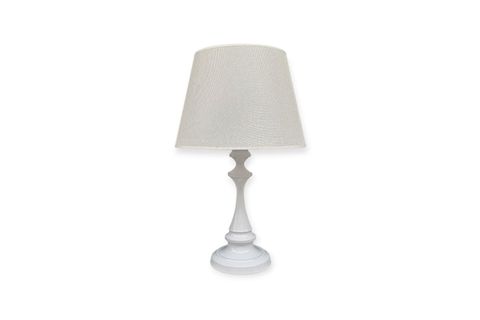 FARO ABAJUR BEYAZ METAL GÖVDELİ, KREM RENGİ ŞAPKALI